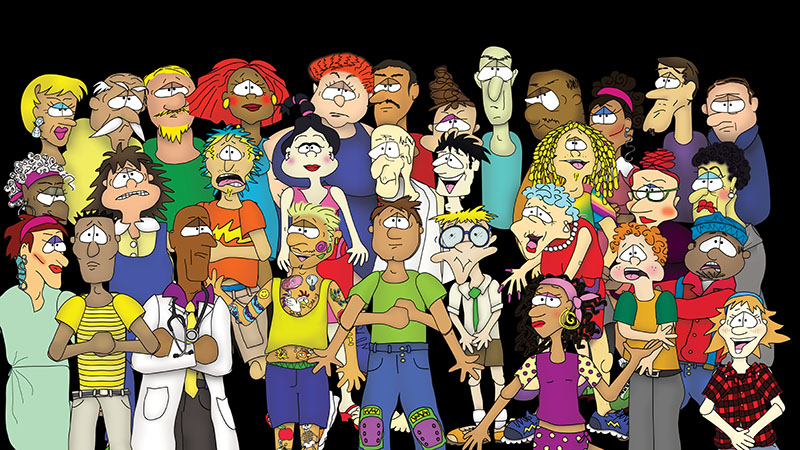 Human Cartoon Characters The Bizzy Buddies Snail's Pace Productions Vuja Day Artist Author Comedy