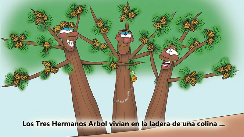 Bizzy Buddies - Los Tres Hermanos Arbol Historia ilustrada humorística