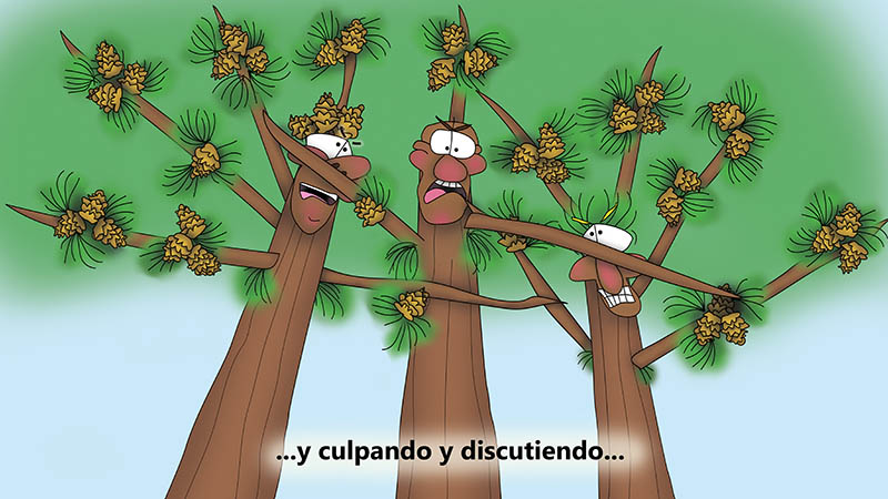 Bizzy Buddies - Los Tres Hermanos Arbol Historia ilustrada humorística