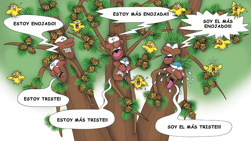 Bizzy Buddies - Los Tres Hermanos Arbol Historia ilustrada humorística
