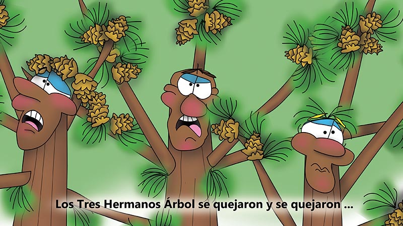 Bizzy Buddies - Los Tres Hermanos Arbol Historia ilustrada humorística