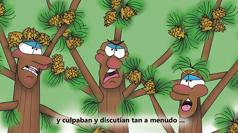 Bizzy Buddies - Los Tres Hermanos Arbol Historia ilustrada humorística