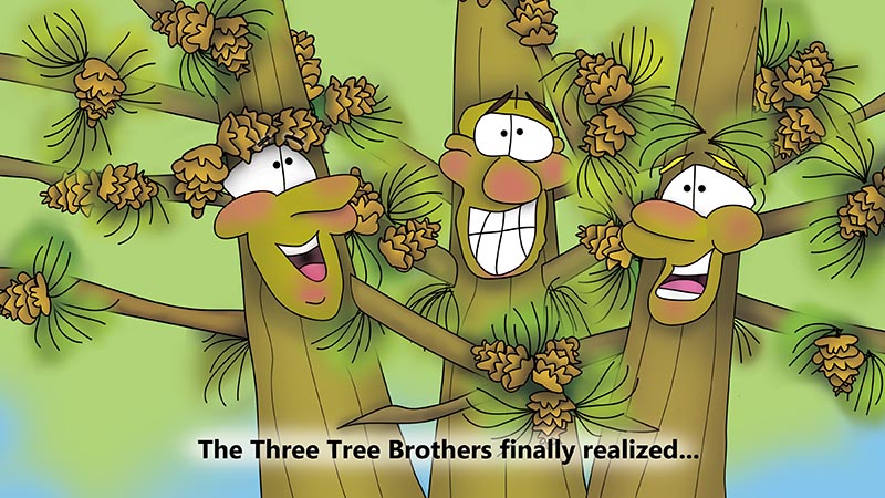 Bizzy Buddies - The Three Tree Brothers - multi lingual childrens stories english french italian spanish german portuguese