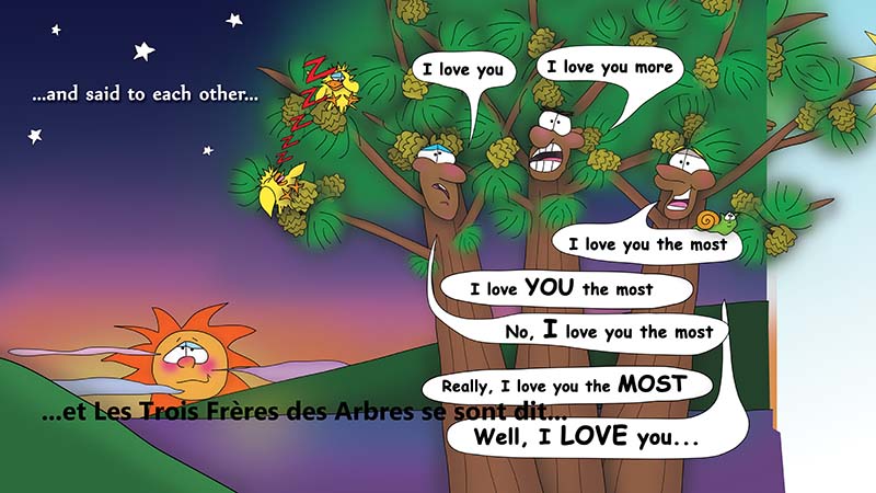 Bizzy Buddies - The Three Tree Brothers - multi lingual childrens stories english french italian spanish german portuguese
