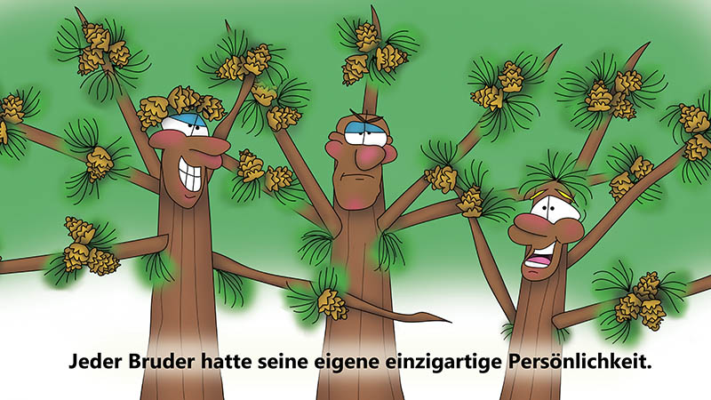 Bizzy Buddies - Die Drei Baumbruder humorvolle illustrierte Geschichte