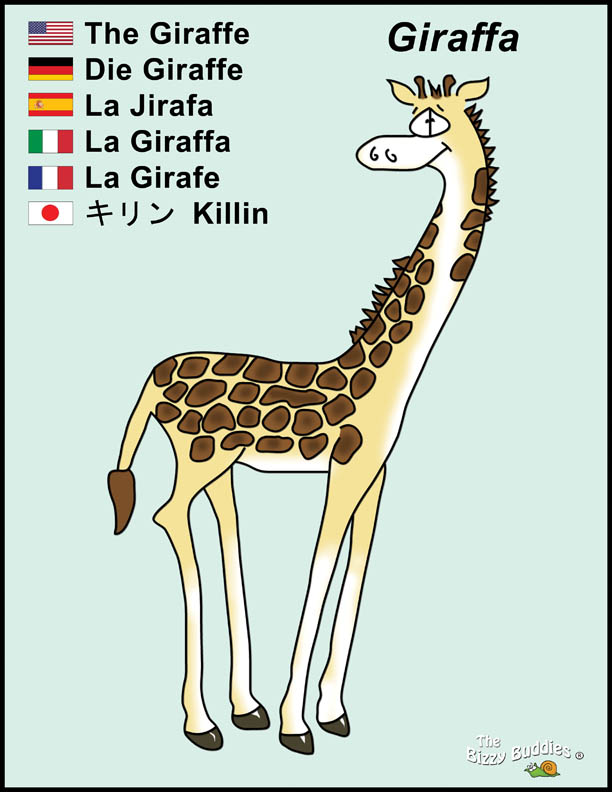 Bizzy Buddies - Giraffe cartoon character Lorraine Day